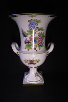 Herend Victoria-pattern vase with handle and base.