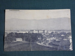 Postcard, white church, view detail, railway station, 1910