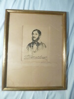Imre Kossuth's portrait of Lojos Farkasfalvy antique copperplate