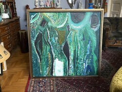 Einert marked 109 x 104 cm modern oil painting in a wide wooden frame
