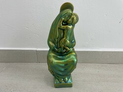 Zsolnay Madonna Mária gyermekével porcelán eozin figura szobor egyházi téma
