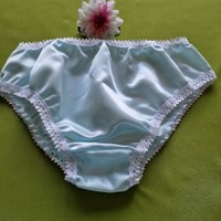 Fen019 - traditional style satin panties xl/48 - light blue/white