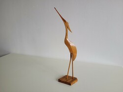 Old retro wooden wading bird mid century heron figure