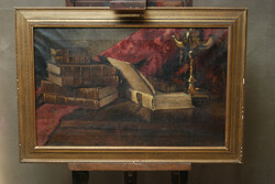 Still life with books - oil painting