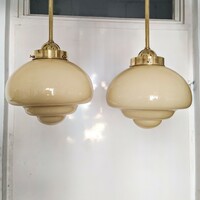 A pair of art deco copper ceiling lamps renovated - 