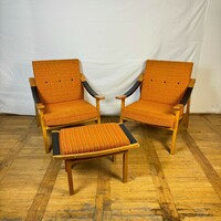 László Heczendorfer retro armchair + footrest 1960