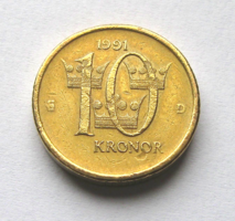 Sweden - 10 kroner - 1991