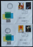 Ff4008-11 / 1990paintings - modern Hungarian painting. Stamp line ran on fdc