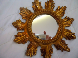 Beautiful sun mirror - richly (sheet) gilded 23.5 cm