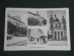 Képeslap, Cegléd, mozaik részletek,Székesegyház,városháza,iskola ,1940-50
