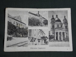 Postcard, brick, mosaic details, cathedral, town hall, school, 1940-50