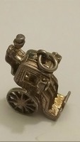 An antique silver carriage with a carriage shaped pendant, with traces of former gilding