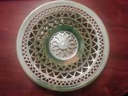 Lassú imre ceramicist - large openwork green wall plate, decorative plate