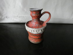 Uebelecker (ü keramik) red / white vase West German vase 1960.