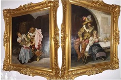 A pair of large-scale paintings on a baroque theme