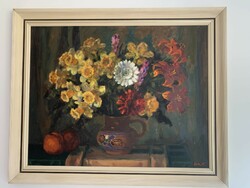 Ferenc Schey Still Life Oil Painting on Plywood 60x80