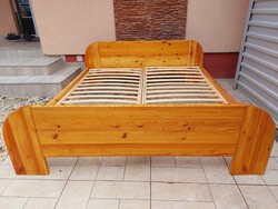 For sale is a high-quality, large, pine double bed with adjustable headboard.