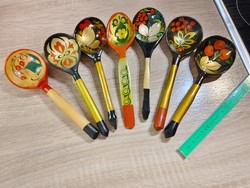Vintage Russian hand-painted decorative lacquer wooden spoons ft/pc