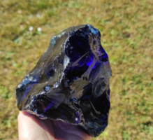 XXL andara glass rough - blue - height: 9cm - width: 14 cm - 1280g