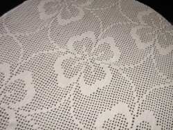 Beautiful antique pale pink handmade crochet tablecloth