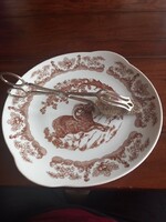 Silver-plated cake fork with hunting plate.