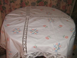 Beautiful needlework tablecloth special lace insert lace edge embroidered needlework tablecloth
