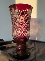 Ruby-burgundy crystal vase.