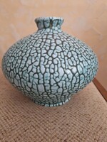Turquoise cracked glaze vase