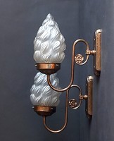 Art Nouveau huge copper wall arm lamp in a pair, antique. Negotiable.