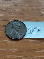 Usa 1 cent 1963 d, copper-zinc, abraham lincoln 587