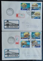 Ff3688-94 / 1985 Danube Bridges stamp series ran on fdc
