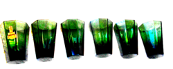 6 db  lapra csiszolt vastag üveg  pohár Moser minőség és kivitel-szürkés enyhén zöldes árnyalat