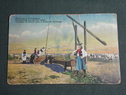 Képeslap,Postcard, Hortobágy (Debrecen), ökörgulya pásztorokkal,1914