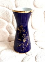 Királykék arannyal díszített  Royal KPM Bavaria Echt Cobalt porcelán váza