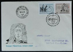 Ff3190 / 1977 isaac newton stamp ran on fdc (left section)