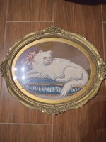 Cat tapestry, bondel frame..