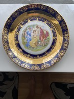 Beautiful Czechoslovak scene with richly gilded ornament plate