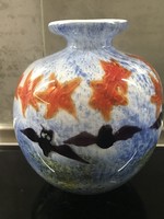 Multi-layer glass vase with bats and stars, 16 cm high