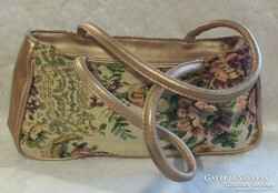 Charming vintage woven machine tapestry flower bag