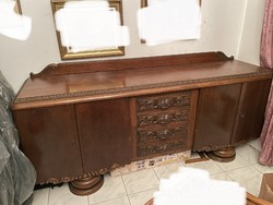 Huge solid carved wooden chest of drawers / sideboard