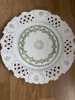 Antique large 34 cm diameter, openwork porcelain plate offering.