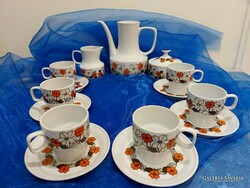 Hollóháza retro porcelain, coffee set for 6 people.