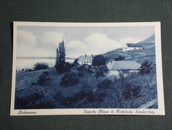 Képeslap,Postcard, Badacsony, Szegedi Rózsa és Kisfaludy ház látkép,1927
