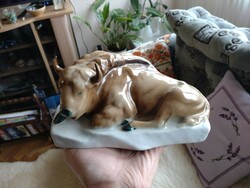 Zsolnay reclining bison porcelain statue