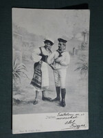 Képeslap,Postcard, Italien, Olaszország,népviselet,matróz,tengerész,1900-10