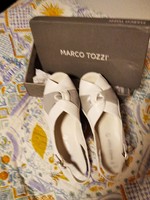 Marco tozzi white-silver leather women's sandals, comfortable, size 41