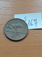 South Africa 2 cents 1970 bronze, wildebeest s167