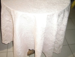 Beautiful vintage rosy pale pink oval silk tablecloth with slinged edge