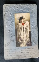 1905 Zsza Fedák sari prima donna actress art nouveau embossed photo sheet János Vítez