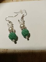 Bunny earrings, green and white